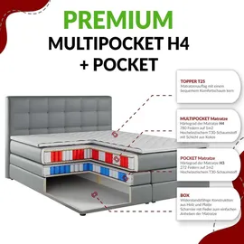 MKS Meble King Boxspringbett 200 x 200 cm H4 Braun