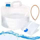 PIWOSGOL 10L Wasserkanister Faltbar, Wassertank mit Hahn, Tragegriff und Wasserleitung, Auslaufsicherer Trinkwasserkanister Wasserbehälter, Faltkanister Kanister Wasser für Outdoor Camping Wandern