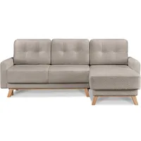 Konsimo Rechte Ecksofa mit ausziehbar Liegfläche "VISNA", Beige, Stoff/Schaum,