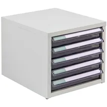 Proregal Schubladencontainer Kobra mit 5 Schubladen HxBxT 15,5x27x34cm | Lichtgrau