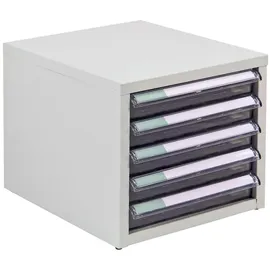 Proregal Schubladencontainer Kobra mit 5 Schubladen HxBxT 15,5x27x34cm | Lichtgrau