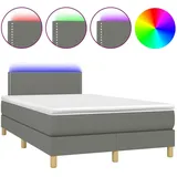 vidaXL Boxspringbett mit Matratze & LED Dunkelgrau 120x190 cm Stoff
