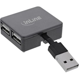 InLine InLine® USB 2.0 4-Port Hub, USB-A Stecker auf 4x USB-A Buchse, Kabel 4cm