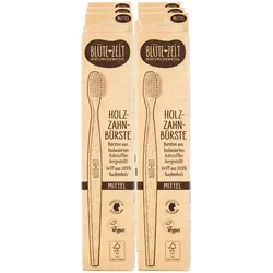 Blütezeit Holz Zahnbürste Erwachsene mittel, 6er Pack