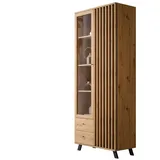 Newroom Vitrine Barea Wandpaneel Wildeiche Anthrazit Modern Vitrinenschrank Glasvitrine braun