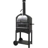 MCW MCW, Pizzaofen Kaminofen, Grillrost Holzkohlerost Pizzastein, Stahl schwarz hochtemperaturlackiert