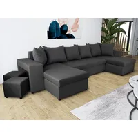 NAWSTOL Ecksofa U-Form mit Schlaffunktion, Sofa mit Bettkasten, Wohnzimmersofa, Wohnzimmersofa - Dunkelgrau - Grau