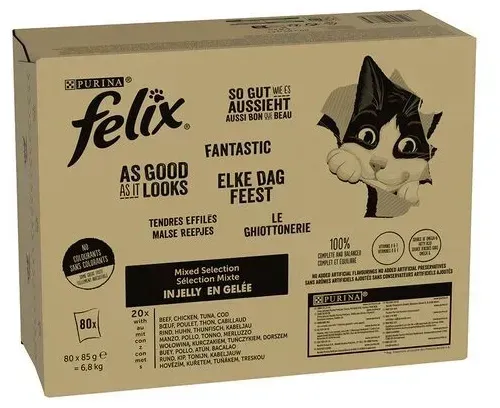 Felix Fantastic Cat Food Auswahl an Geschmacksrichtungen in Gelee 160x85g (Rabatt für Stammkunden 3%)