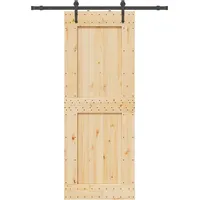 vidaXL Schiebetür mit Beschlag 85x210 cm Massivholz Kiefer, Innentür, Holzschiebetür, Scheunentür, Innenschiebetür, Holz Schiebetür, Innenscheunentür