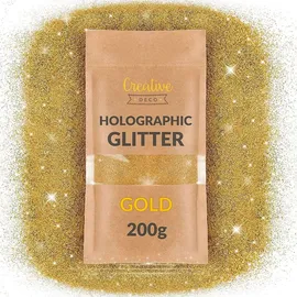 Creative Deco Holographischer Glitzerpulver 200g gold