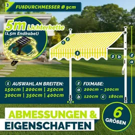 tillvex Klemmmarkise 350 cm gelb/weiß