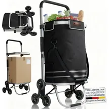 Juskys 3in1 Einkaufstrolley Treppensteiger Schwarz