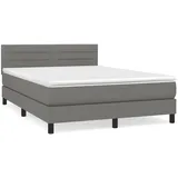 vidaXL Boxspringbett mit Matratze Dunkelgrau 140x200 cm Stoff