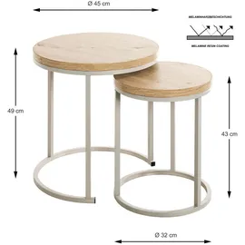 Haku-Möbel HAKU Möbel Beistelltische-Set eiche