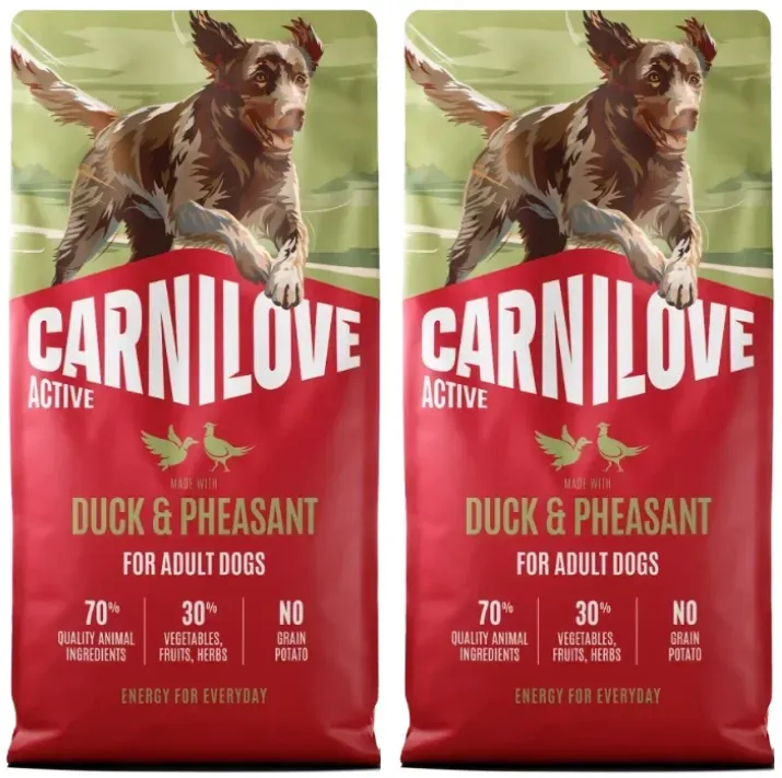 CARNILOVE Active Dog Ente & Fasan für ausgewachsene Hunde 2x12kg