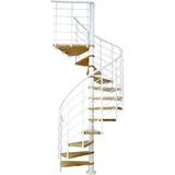 DOLLE Spindeltreppe Oslo Ø 140 cm Metallelemente Weiß 12 Stufen Buche FSC®