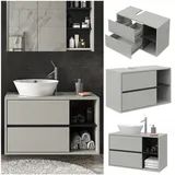 Vicco Waschtischunterschrank Waschbeckenunterschrank Viola Grau Anthrazit modern 100x60 cm Badkommode Badschrank Badezimmer Schrank Badmöbel Schranktür Schrankfach