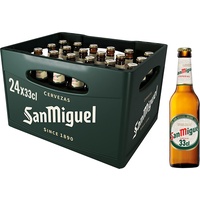 San Miguel Especial Premium Lager Flaschenbier, MEHRWEG (24 x 0.33 l) im Kasten, Internationales Lager Bier, 24er Kiste