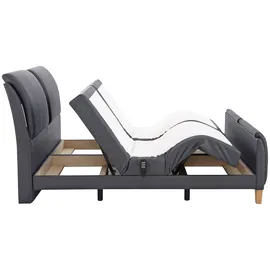 Home Affaire Boxspringbett HOME AFFAIRE "Messina2", grau (fango), B:186cm L:240cm, Holzwerkstoff, Kunstleder, Massivholz, Komplettbetten, Boxspringbett, Liegekomfort elektrisch Verstellbar