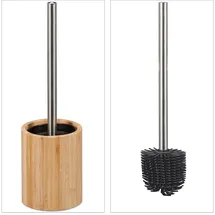 Relaxdays Silikon Toilettenbürste, Hellbraun,Schwarz,Silber