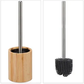 Relaxdays Silikon Toilettenbürste, Hellbraun,Schwarz,Silber