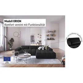 Cotta Ecksofa COTTA "Orion L-Form", platinum, B:307cm H:73cm T:186cm, 100% Polyester, Sofas, Ecksofa, mit 2x Kopfteilverstellung & 3 Nierenkissen