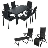 Lex Alu Gartensitzgruppe Set 9-tlg. Schwarz