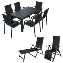 Lex Alu Gartensitzgruppe Set 9-tlg. Schwarz