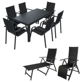 Lex Alu Gartensitzgruppe Set 9-tlg. Schwarz