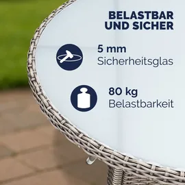 CASARIA Polyrattan Beistelltisch Ø 60 x 74 cm Beige/Grau