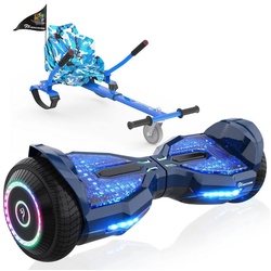 Evercross Balance Scooter Kart Set, 6,5“ Hoverboard mit Sitz APP Bluetooth bis zu 10-15 km blau