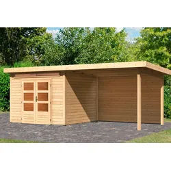 Gartenhaus KARIBU "Ammersee 4", beige (naturbelassen), ohne Fußboden, Rückwand, ohne Dacheindeckung, Holzwerkstoff, Gartenhäuser