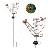 XPJBKC Regenmesser mit Erdspieß aus Metall, Regenmesser Ersatzglas Frostsicher mit Licht, Solar Regenwassermesser Regenmesser Frostsicher, Glas Regenmesser für Garten, Hof, Terrasse, Rasenweg