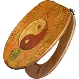 banjado Design WC Sitz Bambus 45x37,5cm / Toilettendeckel Holz/hochwertiger Toilettensitz/Bambus-Toilettendeckel für alle gängigen Toiletten - Yin Yang