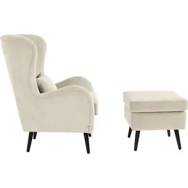 Home Affaire Ohrensessel Sallito Polyester 76 x 109 x 85 cm Beige mit Hocker