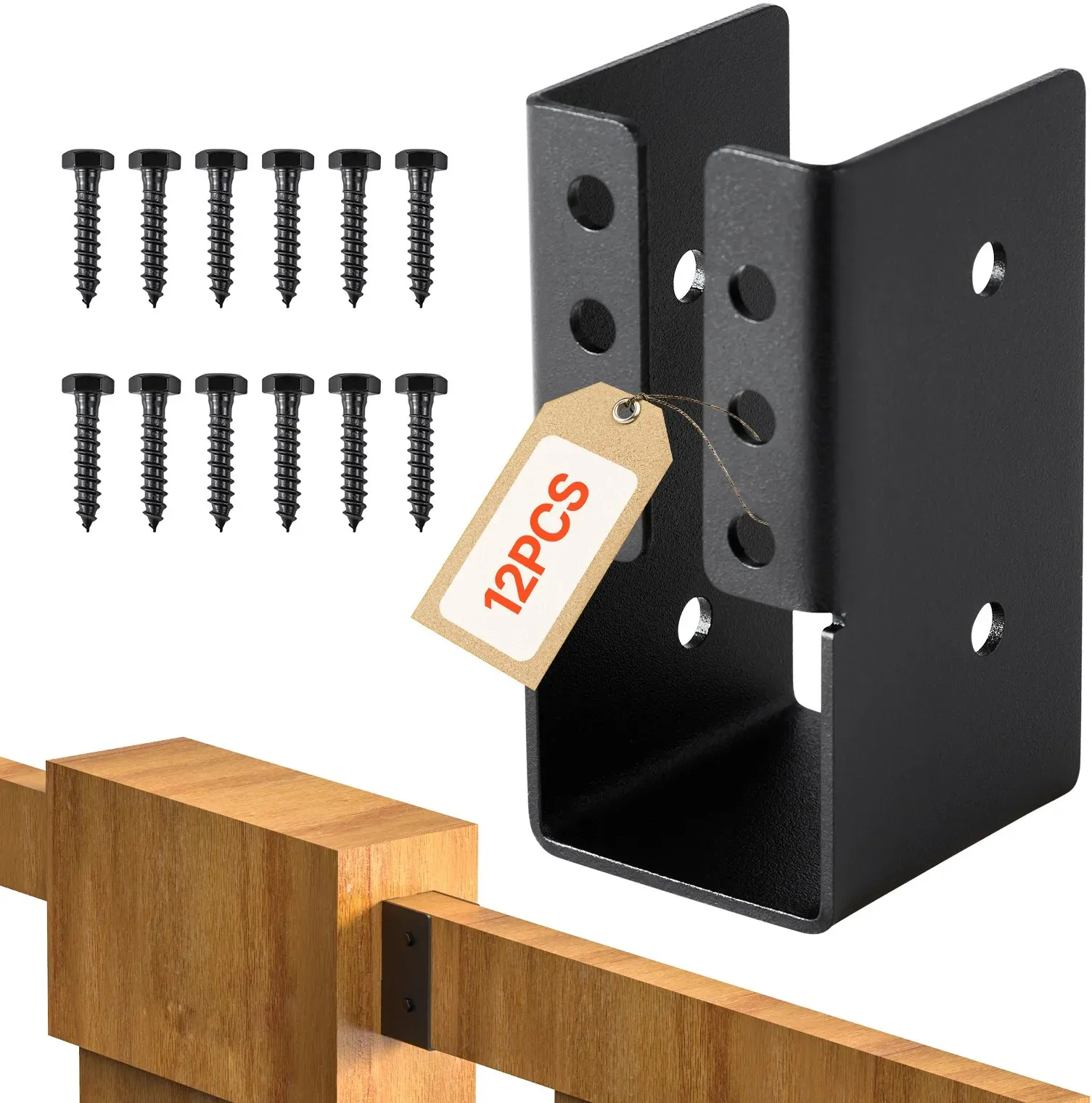 VEVOR Balkenschuh, Balkenverbinder mit verdecktem Flansch für den Außenbereich mit Schrauben, Pfostenträger aus Stahl für 49x92 mm Balken, Holzverbinder für Schaukel, Zaun, Holzrutschen, 12 Stk.