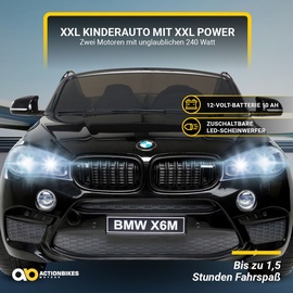 Actionbikes Motors Kinder-Elektroauto BMW X6 M F16 XXL, 2-Sitzer, lizenziert, 240 Watt, Fernbedienung, LEDs, EVA-Reifen (Schwarz)