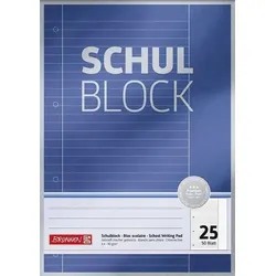 BRUNNEN 1052625 Block Premium „Schulblock“ A4 liniert, mit Rand, Lin. 25