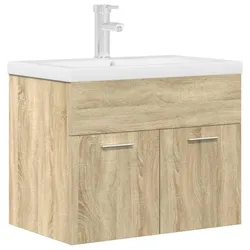 vidaXL Waschbeckenunterschrank Einbaubecken Wasserhahn Sonoma-Eiche