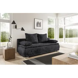 werk2 Schlafsofa WERK2 "Biggi komfortabel & elegant, Schlaffunktion, Bettkasten, Breite 206 cm", grau (anthrazit), B:206cm H:88cm T:91cm, 100% Polyester, Sofas, Schlafsofa, inkl. losen Kissen, Bouclé APHRODITE, Anthrazit