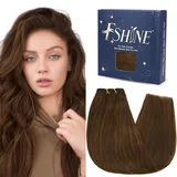 Fshine Tressen Echthaar 45cm 100g Mittelbraun Haarverlängerung Echthaar Tressen zum Einnähen Haartressen Echthaar Haar Extensions Echthaar Tressen Doppelt Tressen Farbe 4