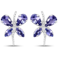 Vira Jewels Paar Ohrstecker 925-Sterling Silber rhodiniert Glänzend Tansanit violett weiß