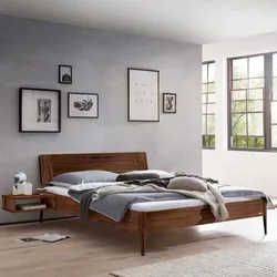 Massives Nussbaum Bett 140x200 cm wahlweise mit Nachtkonsolen