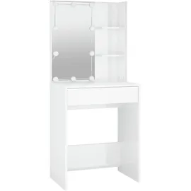 vidaXL Schminktisch mit LED Hochglanz-Weiß 60x40x140 cm