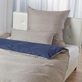 Traumschlaf Mako-Satin Texture Dunkelblau 155 x 220 cm + 80 x 80 cm
