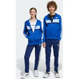 adidas Trainingsanzug ADIDAS SPORTSWEAR "SEASONAL ESSENTIALS TIBERIO 3-STREIFEN KIDS", Jungen, Gr. 176, blau (royal blau, weiß, glow blau), Obermaterial: 70% Baumwolle, 30% Polyester, Sportanzüge Trainingsanzug