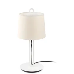 Montreal Weiß Tischlampe Beige Schirm