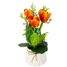 I.GE.A. Kunstblume Tulpen, I.GE.A., Höhe 32 cm, Im Topf aus Keramik Gesteck Künstliche Frühlingsblume orange