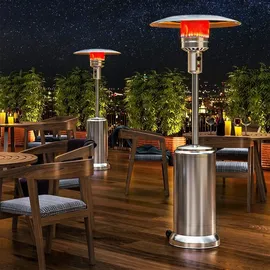 GGM Moebel International ABBEY | Gasheizstrahler | 2,2m | Edelstahl | 12kW | Heizpilz, Terrassenheizstrahler, Terrassenheizer, Heizstrahler Gas - Silber