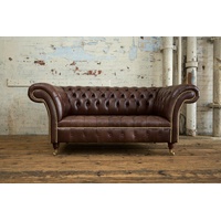 JVmoebel Chesterfield-Sofa, Chesterfield 2 Sitzer Design Sofa Couch 185 cm braun